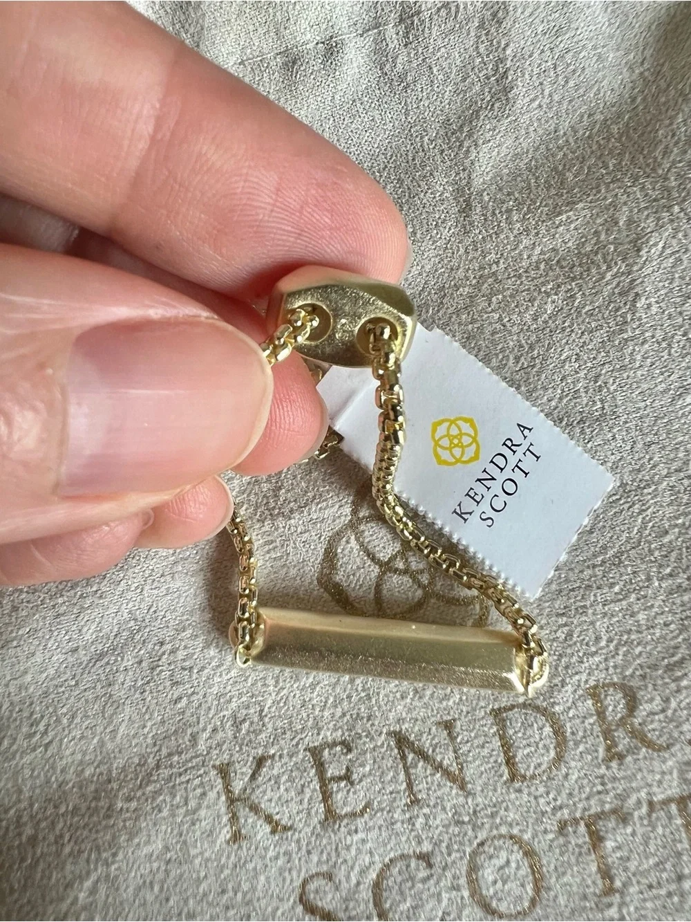 Kendra Scott Stan Gold Chain Bracelet with Platinum Drusy Bar